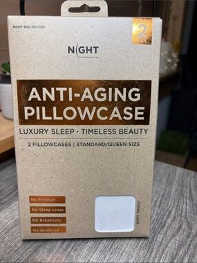 🌻5 for $30🌻 Discovernight.com 2 Standard Off White Satin Anti-Aging Pillowcases